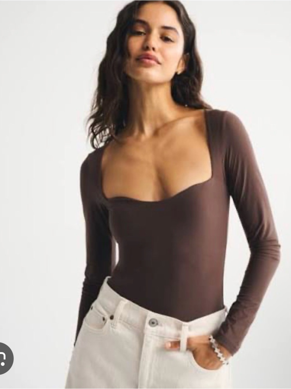 Medium Set of 2 Abercrombie Square Neck Long Sleeve Bodysuit